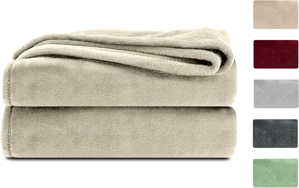 Komfortec fluffy blanket, comfortable blanket, fleece blanket, Oeko-Tex certified, super soft, 150X200 Cm, 260 G/M², beige Beds and Blankets Besuche den Komfortec-Store Ecru 220 X 240 Cm