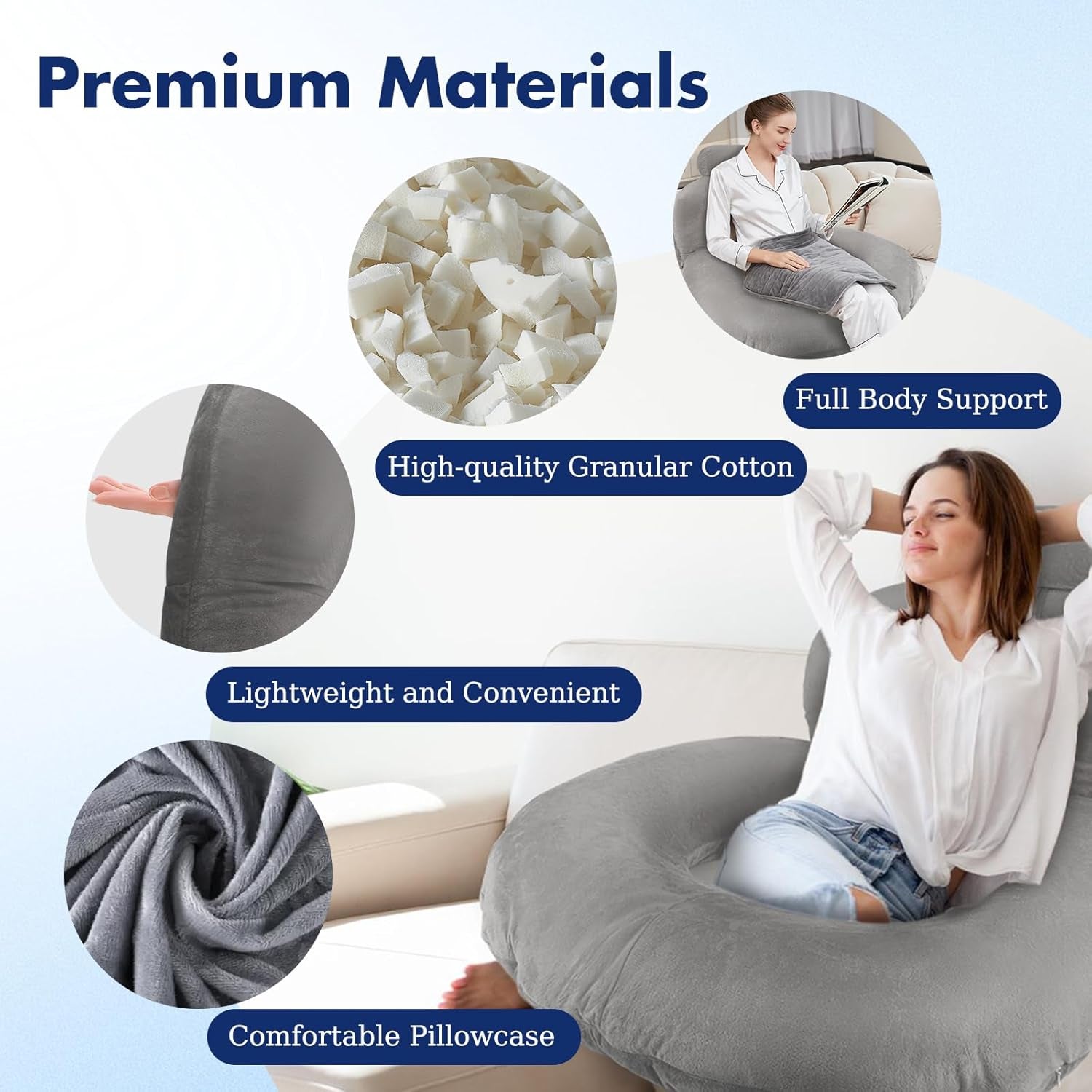 Pernă de citit, pernă de spate în formă de U cu pernă de gât, pernă de gaming gri, pernă pentru citit, joacă, lucru, odihnă