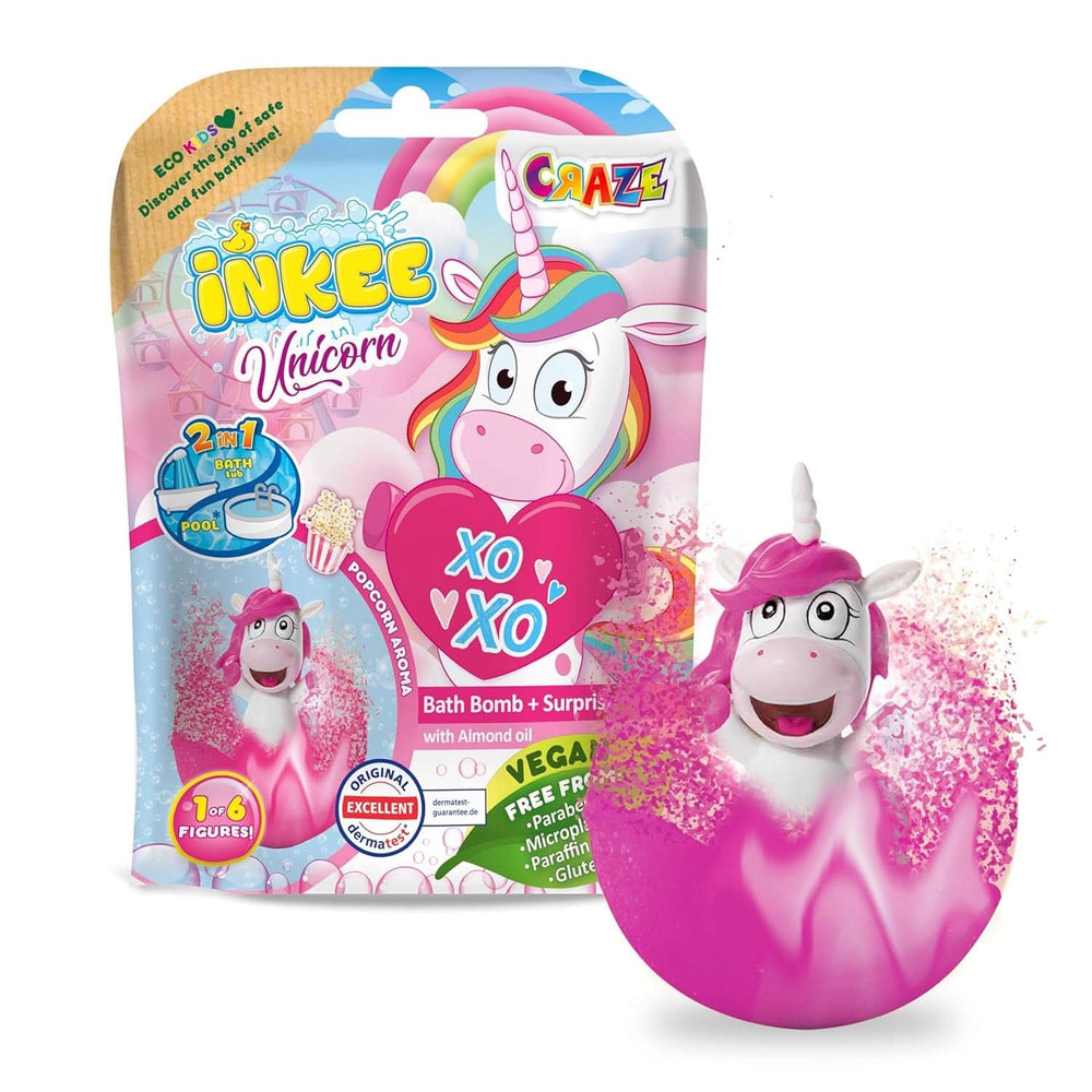 INKEE UNICORN | Bath bomb for children with surprise, 100 G, unicorn, popcorn scent Mother and Child Naty Shop 1X Unicorn