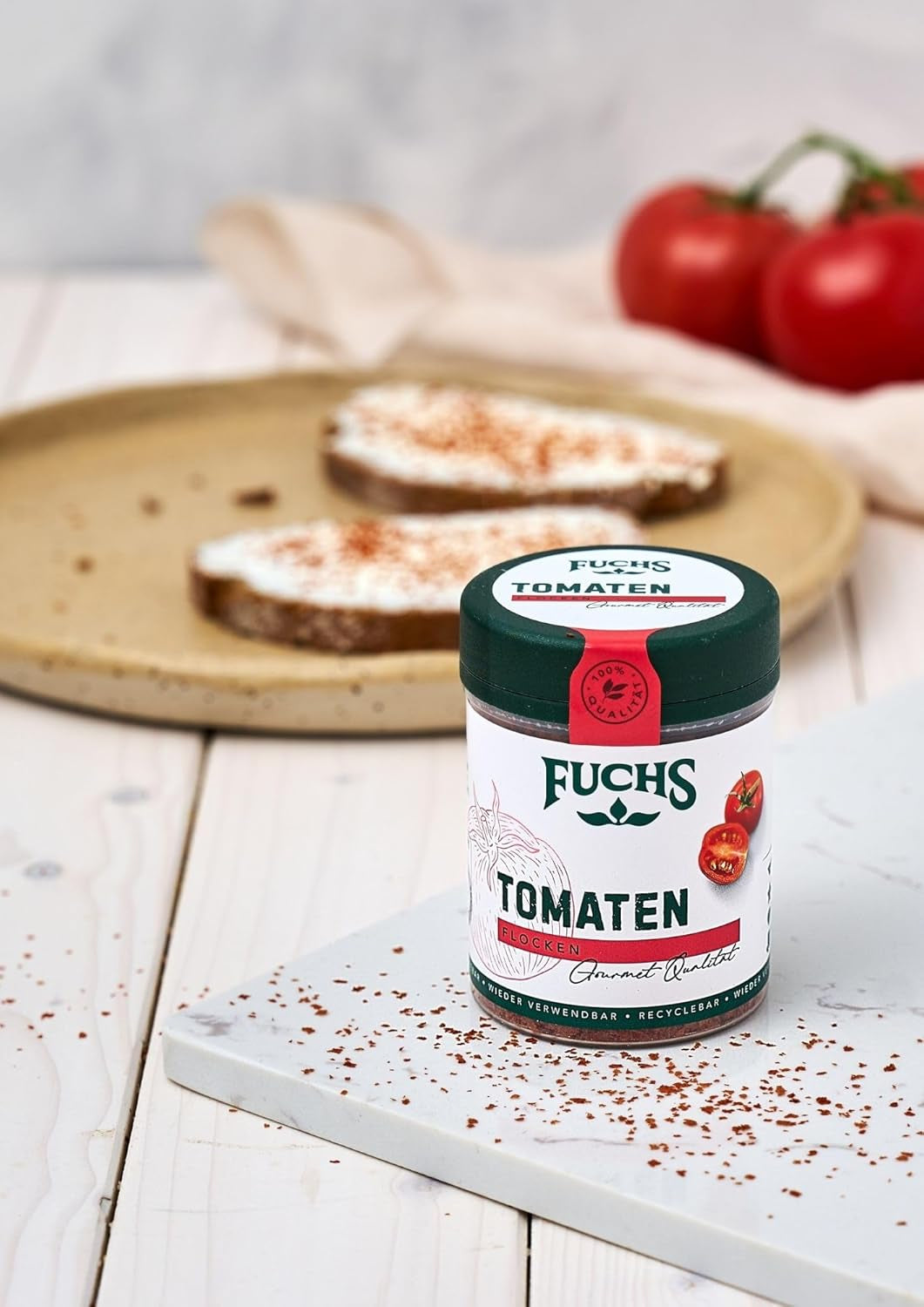 Fuchs Gewürze - Tomaten Flocken - Gewürz für Ofenfeta oder tomatigen Geschmack in Saucen - natural Ingredients - 40 g in wiederverwendbarer, recyclebarer Dose