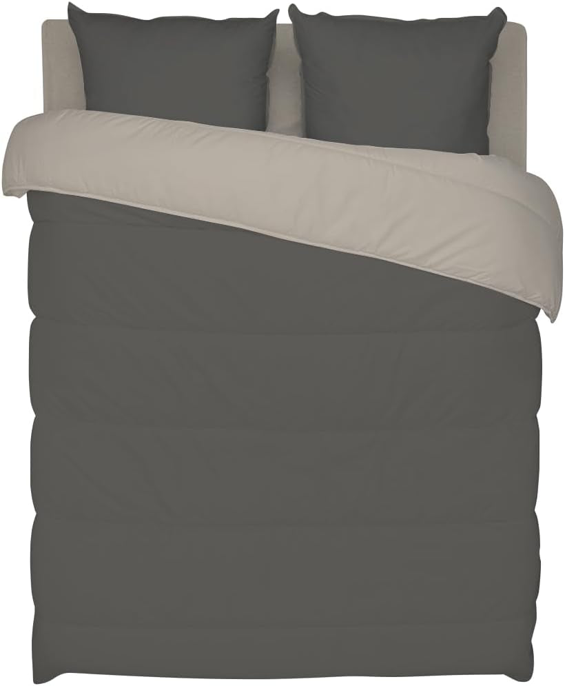 Bleu Câlin bicolor reversible quilt for 2 people, microfiber, burgundy/pepper, 220X240 cm Quilts and quilts Naty Shop Graphite/refractory clay 140 X 200 Cm