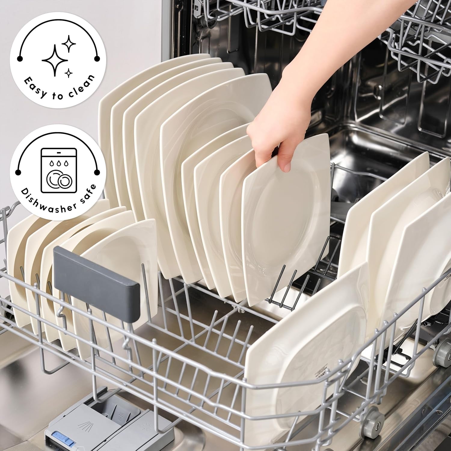 Set de veselă Karaca Jamie White pentru 12 persoane, 52 de piese - Veselă elegantă din porțelan pentru 12 persoane | Include farfurii, căni, boluri |