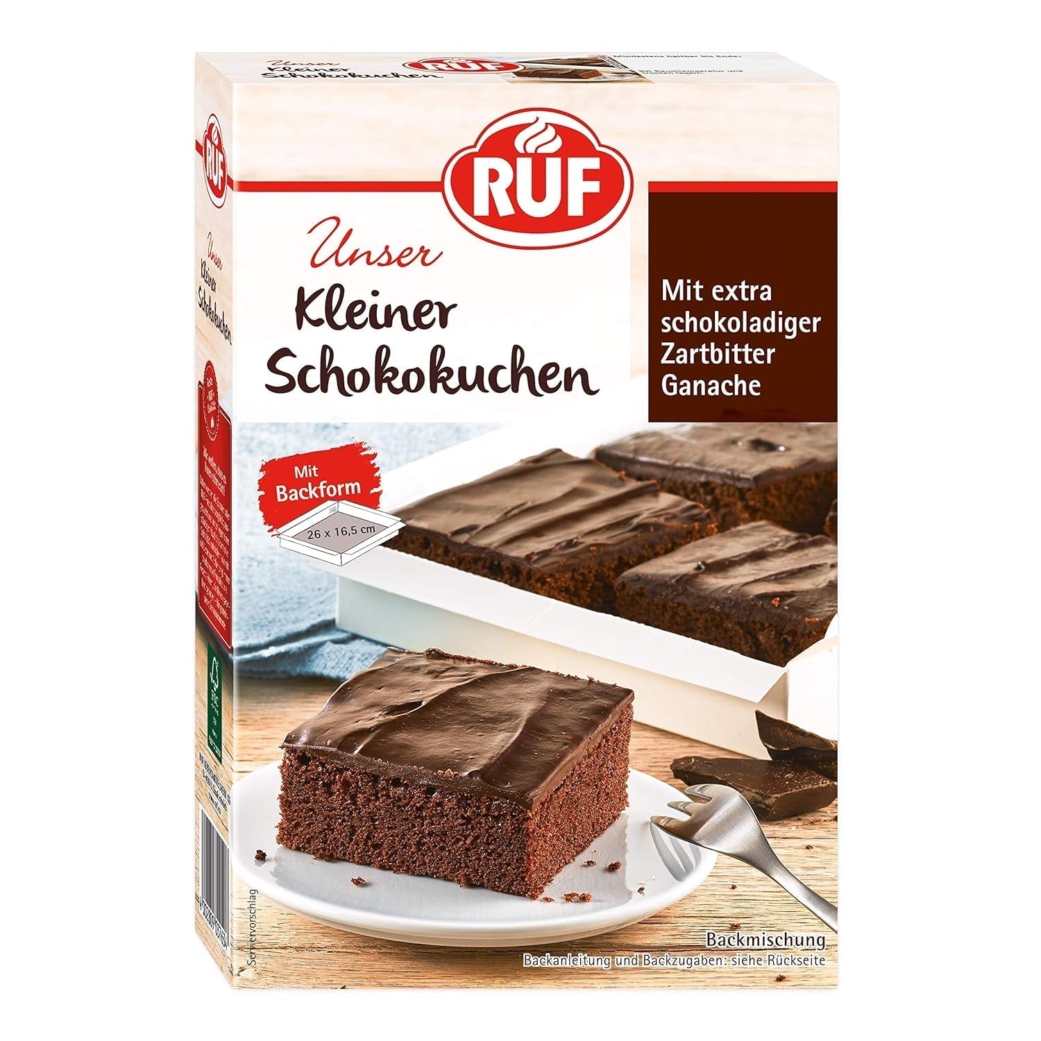 RUF Kleiner Himbeer-Schokokuchen, Mini-Kuchen Mit Feiner Puddingcreme, Himbeeren Und Weißen Schokoraspeln, Inkl. Backform, 1X252G Mixture for baking and cooking Naty Shop 270 G (1Er Pack) Schokokuchen
