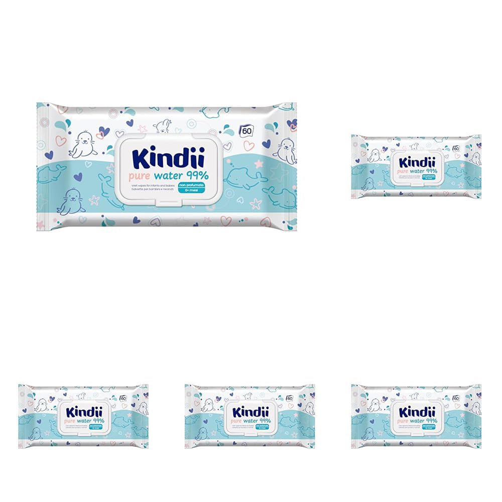 Kindii Natural Balance wet wipes for babies – (1 x 60 pcs.) Wet wipes for babies and children – Protective, Aloe Vera, Delicate fragrance – 60 pcs.