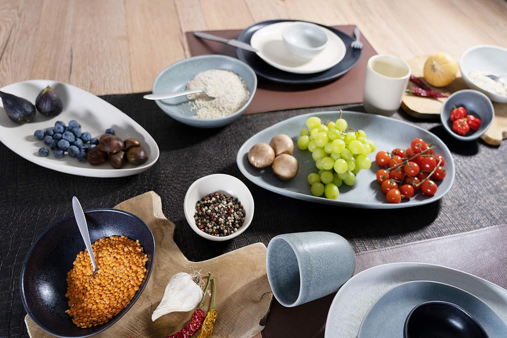 CreaTable, 22139, seria PIETRA, set de veselă din 4 piese pentru 4 persoane, set de farfurii din gresie, potrivit pentru mașina de spălat vase și cuptorul cu microunde, fabricat în Europa