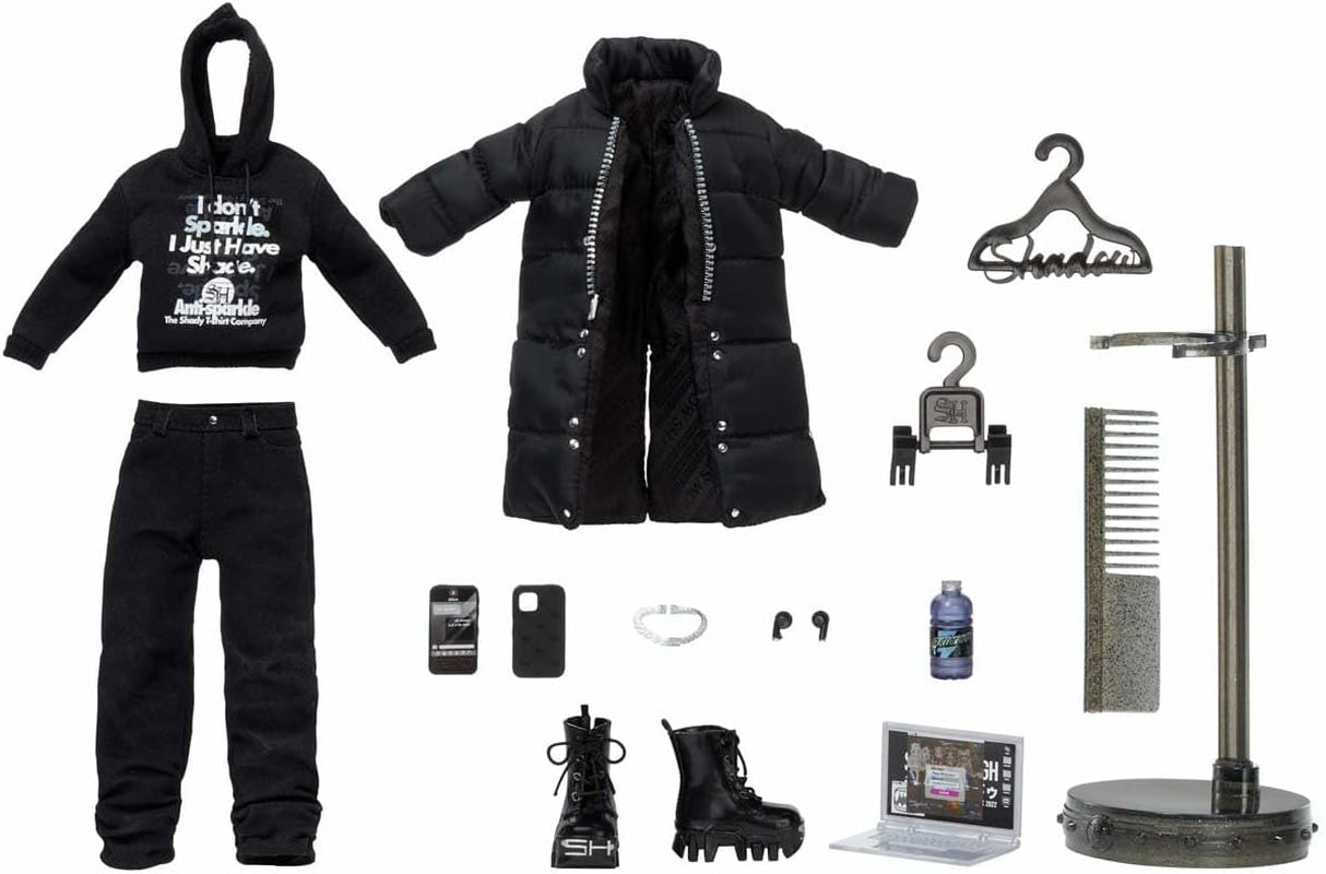 Rainbow High Shadow High - REXX McQueen - Schwarze Modepuppe mit modischem Outfit und mehr als 10 bunten Spielaccessoires - Ideal für Sammler und Kinder von 4-12 Jahren