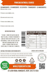Wholefood Earth Pinhead Oatmeal Coarse Stabilized 3kg | Non-GMO | Rich in fiber