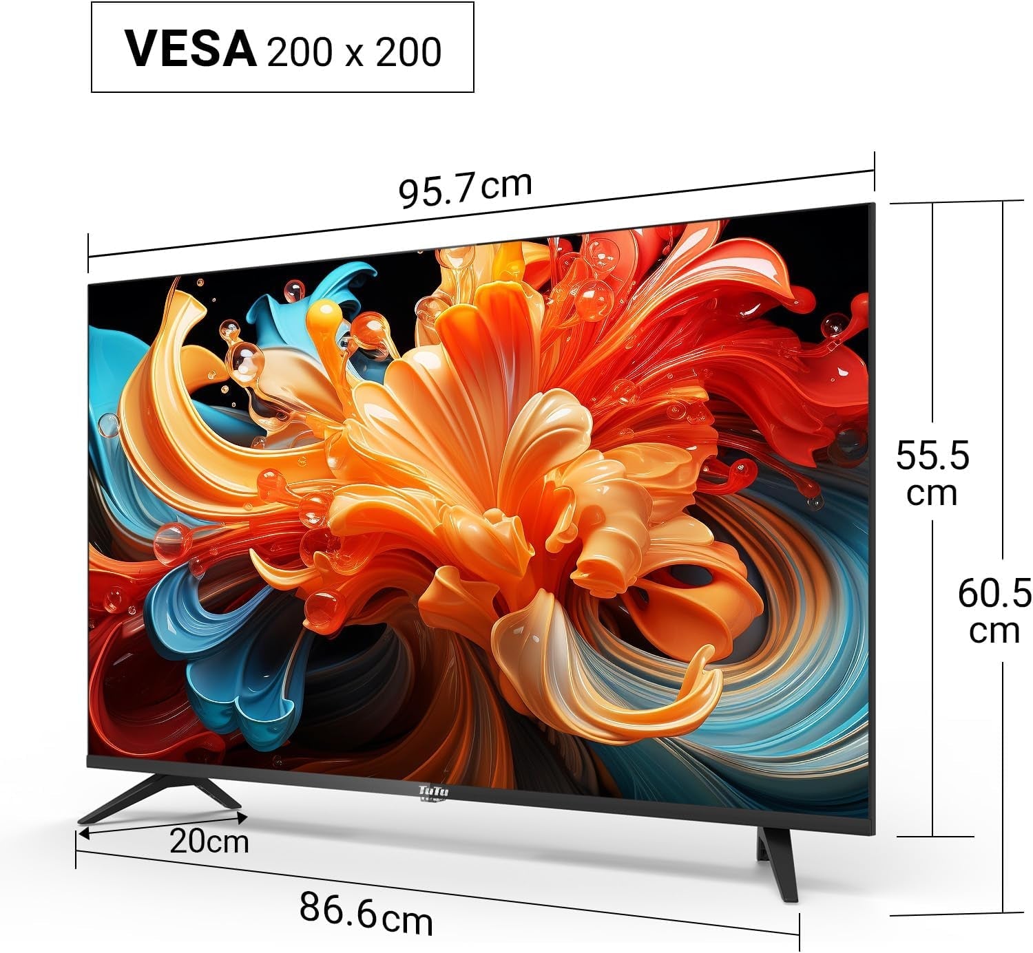 TuTu TUS43UQ1A Smart TV 43 inch (108 cm) 4K UHD LED TV Android TV cu WLAN, HDR, triplu tuner DVB-C/S/S2/T/T2, Bluetooth, Prime Video, Netflix, YouTube, DAZN, Disney+