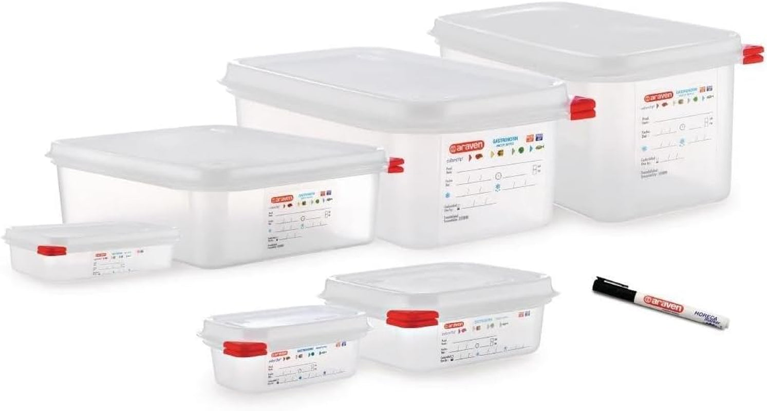 03350 PP Recipient pentru alimente GN cu capac, 1,1 l, 65 mm (4 bucăți) Cutii depozitare alimente Naty Shop