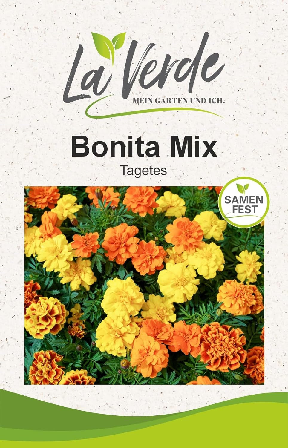 La Verde MY GARDEN AND ME. Tagetes Bonita Mix flower seeds for approx. 100 plants, long blooming marigolds, double flowers, non-GMO seeds