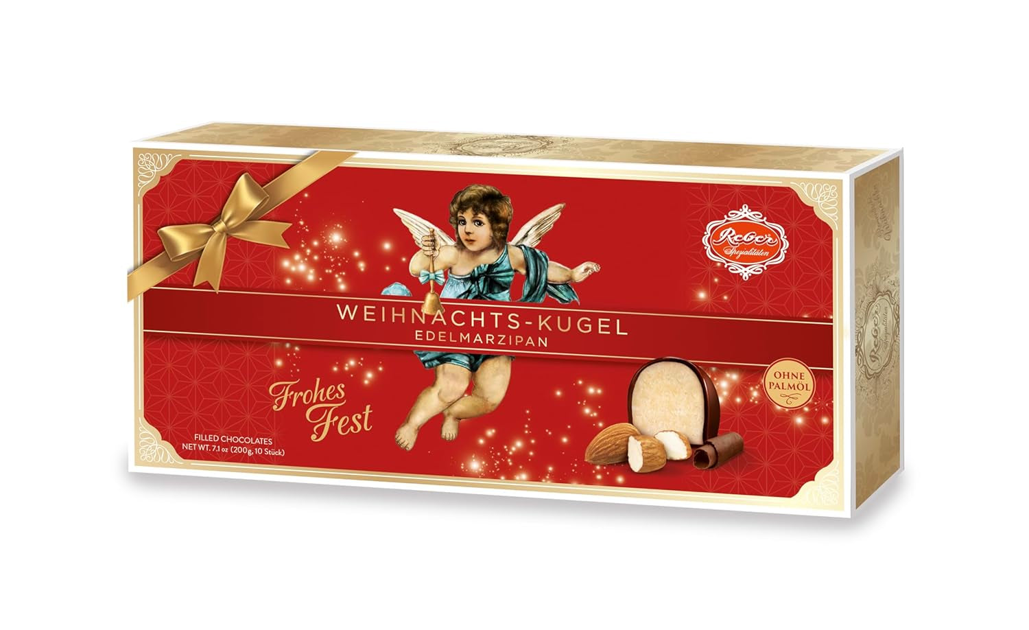 Reber Mozart balls with dark chocolate, pack of 6 with marzipan and nougat, vegan - 1 x 120 g