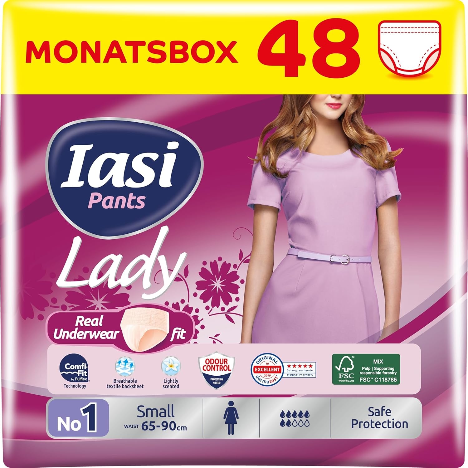 LADY Pants 48 Disposable Urinary Incontinence Pants Absorbency Plus Size S for Women 48 Pcs