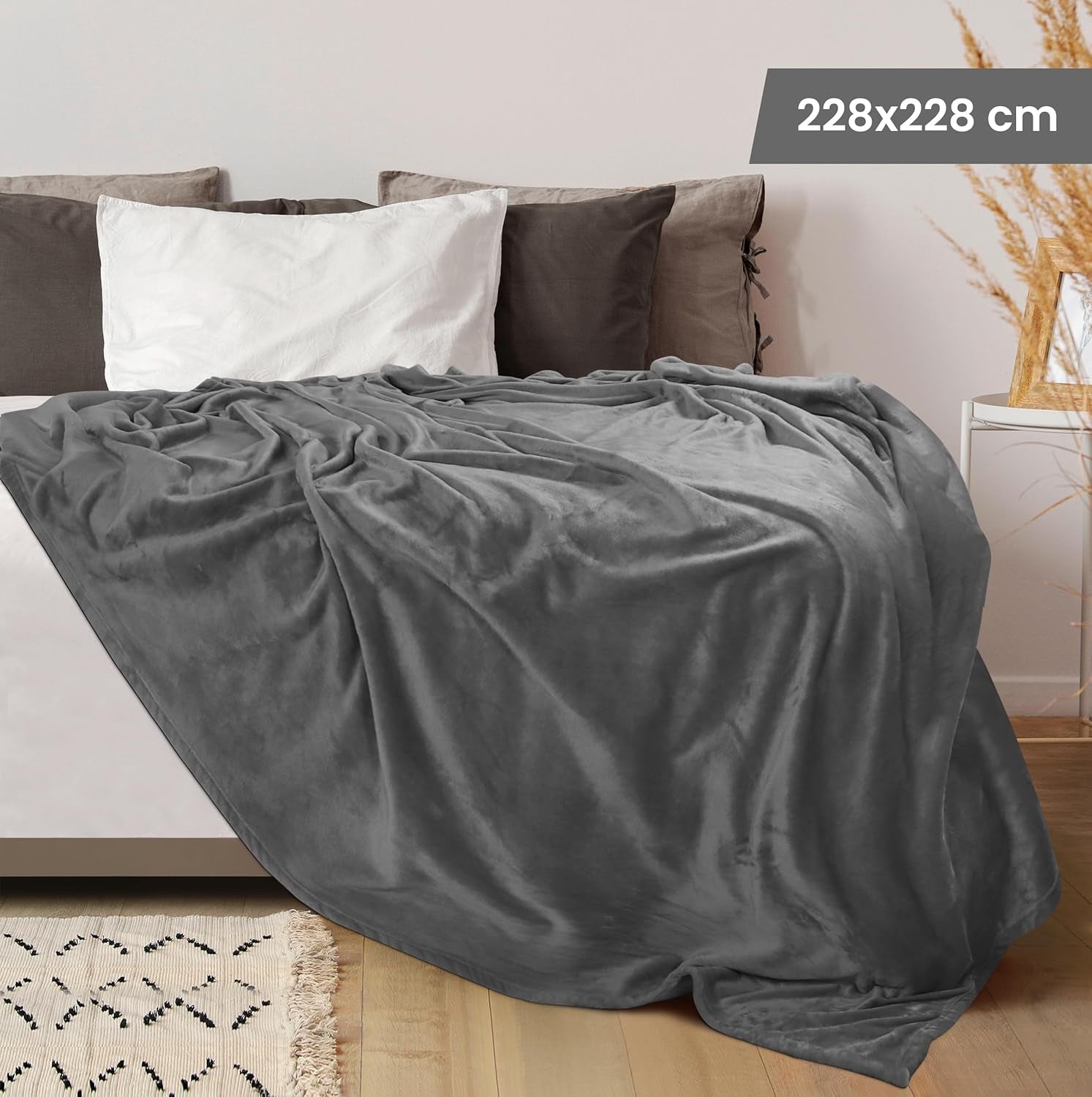 Utopia Bedding Pătură confortabilă din fleece [228X228 Cm, gri] Pătură moale, ușoară, caldă și pufoasă Pătură confortabilă și respirabilă pentru pat canapea canapea Paturi si Cuverturi Besuche den Utopia Bedding-Store