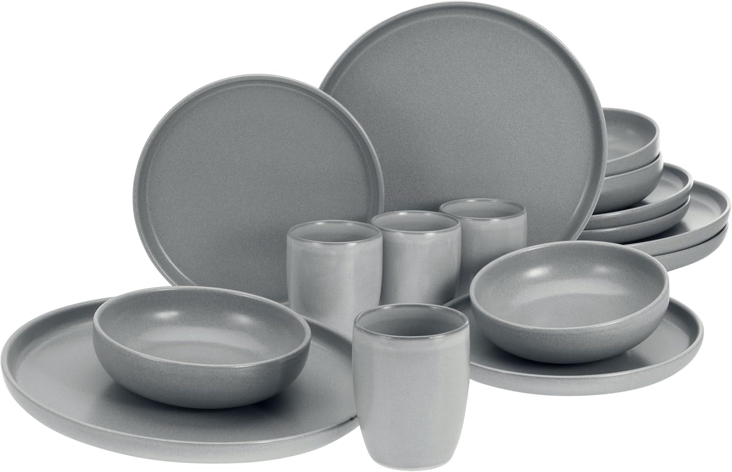 Creatable, 22979, Serie Uno BLACK, 12-Teiliges Geschirrset, Teller Set Aus Steinzeug, Spülmaschinen- Und Mikrowellengeeignet, Made in Portugal Tableware sets Naty Shop Grau Kombiservice 16 Teilig