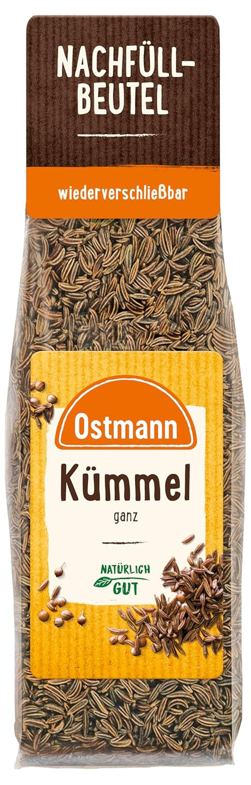 Ostmann Gewürze - Kümmel ganz | Zum Würzen von Brot und Gebäck | Zum Nachfüllen der Streudose | 40 g in Bag
