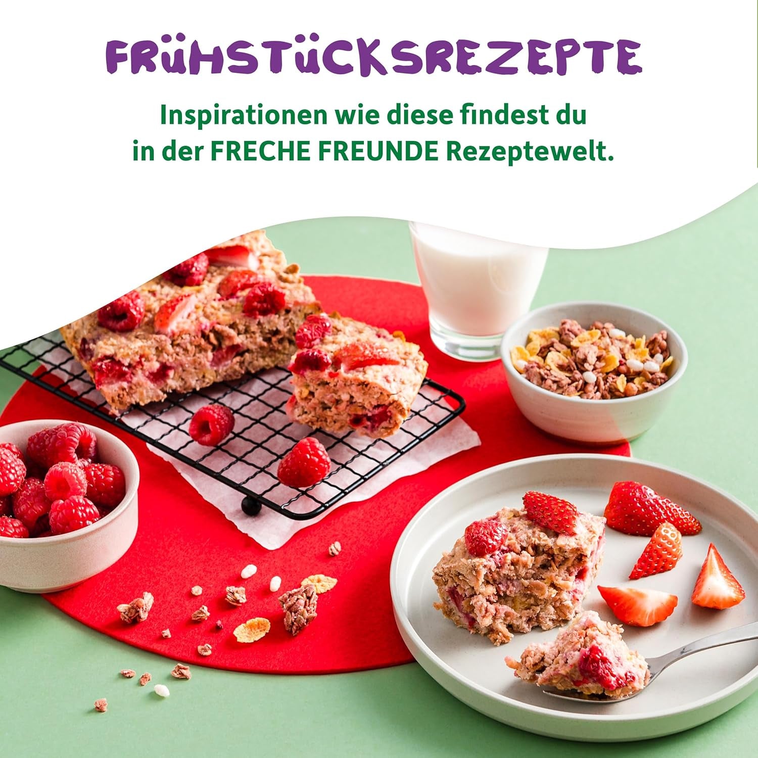 FRECHE FREUNDE Organic Breakfast Muesli Edda's Berry Crunchy Muesli Mix for Schoolchildren with Freeze Dried Strawberries Vegan 6 Pack (6 x 280g)