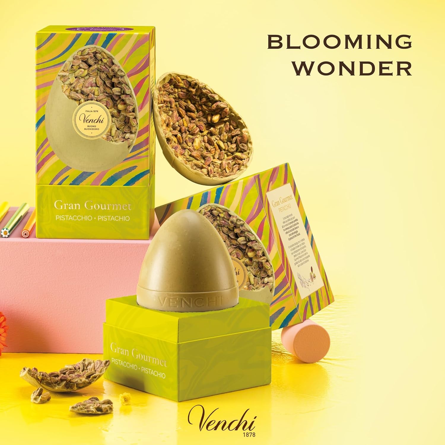 Venchi - Chocolate egg, pistachio flavor, with whole pistachio, with surprise, gluten free, 500g, Easter collection, gift idea