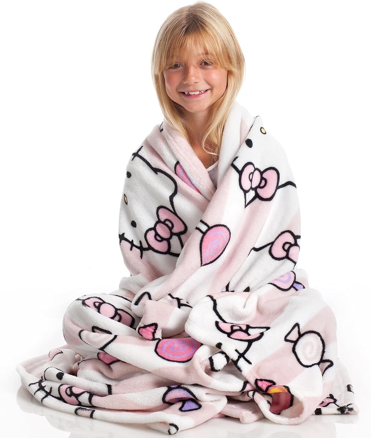 Hello Kitty bedspread, pink, soft blanket 130X170Cm, microfiber bedspread bedspread or sofa bedspread. Quality with Oekotex certificate, Sanrio Beds and Blankets Besuche den Kanguru-Store