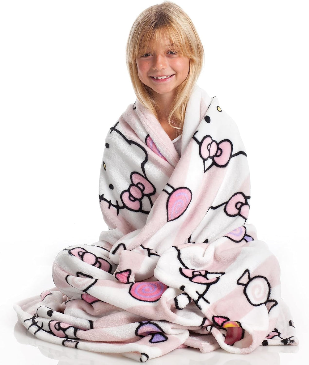 Hello Kitty bedspread, pink, soft blanket 130X170Cm, microfiber bedspread bedspread or sofa bedspread. Quality with Oekotex certificate, Sanrio Beds and Blankets Besuche den Kanguru-Store