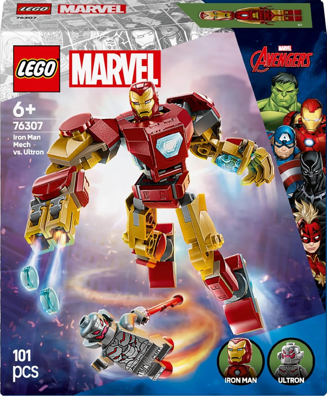 LEGO Marvel Iron Man Mech Vs. Ultron - Superhero Toy with 2 Minifigures - Action Figure with Moveable Arms, Legs and Fingers - Gift for Boys and Girls Ages 6+ 76307 Besuche den LEGO-Store Building Sets