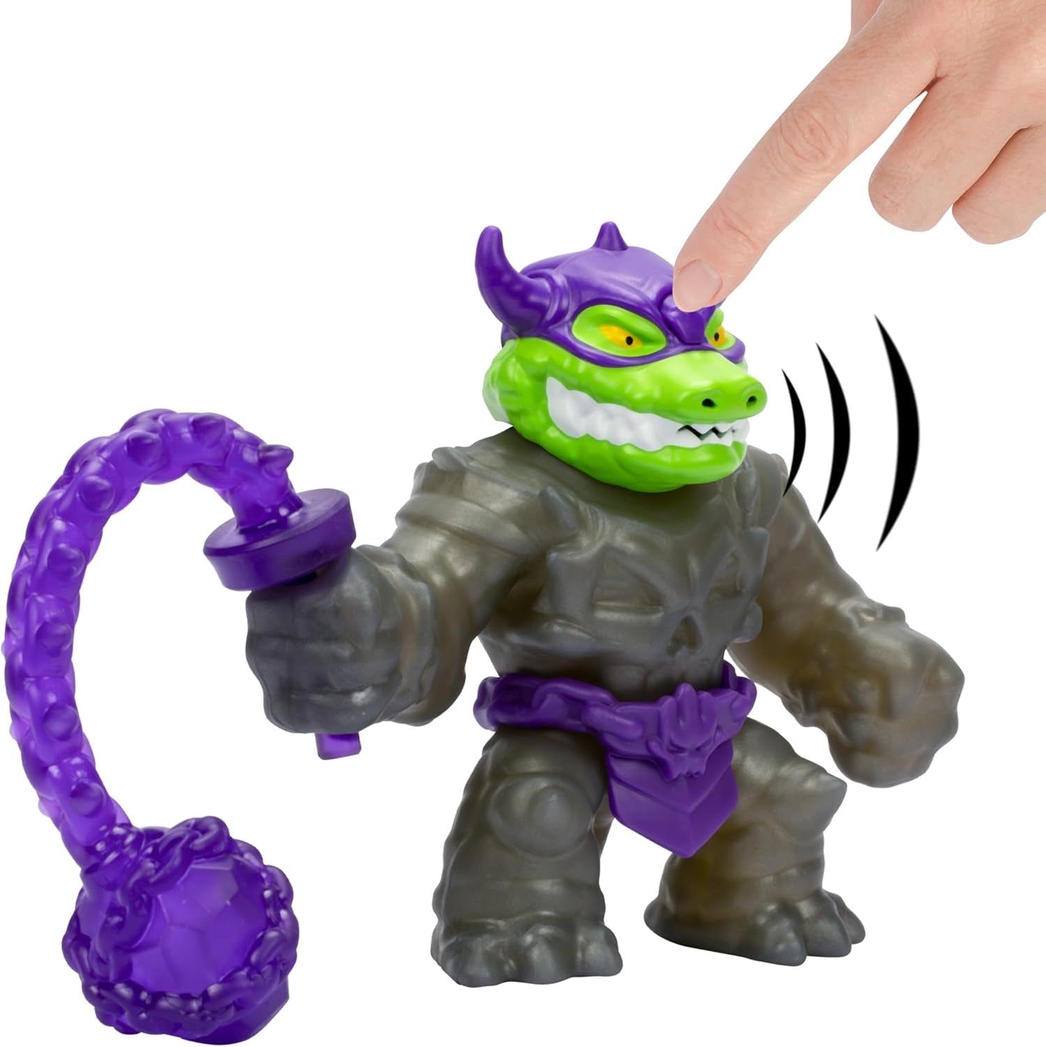 Heroes of Goo Jit Zu Stretch Strikers Deluxe Hero Pack Rock Jaw, figură de acțiune extensibilă cu peste 20 de unelte de luptă grozave Action figures Naty Shop