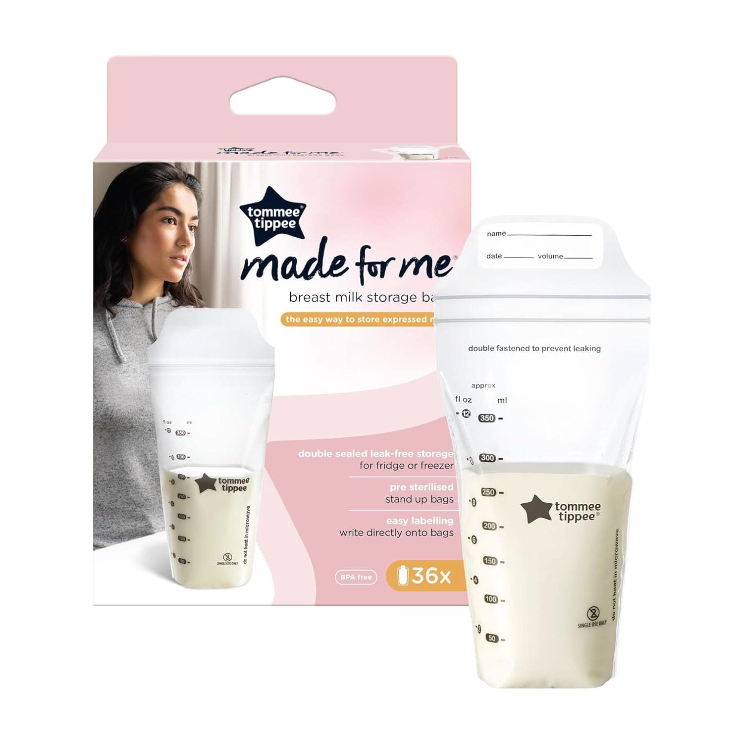 Tommee Tippee Closer to Nature Breast milk storage bags, pre-sterilized, 350 ml Accessories Food and Breastfeeding Bebe Naty Shop