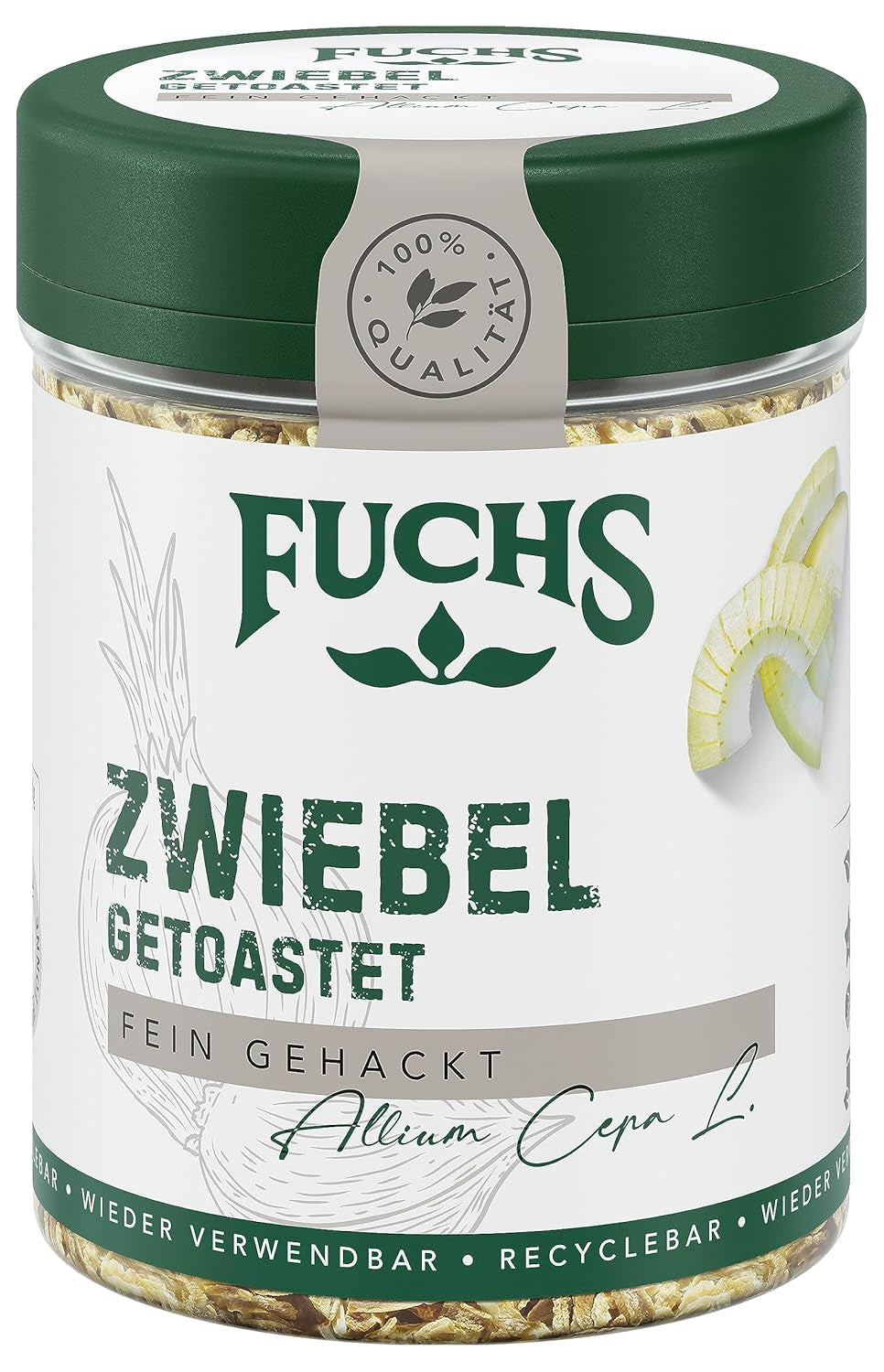 Fuchs Gewürze - Zwiebel getostat - finely chopped Zwiebeln für Dips, Schmorgerichte oder Hamburger - natural Ingredients - 55 g in wiederverwendbarer, recyclebarer Dose