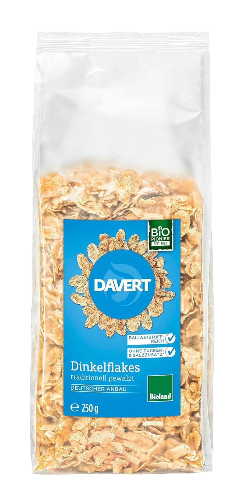 Davert Organic spelled flakes 250g - No added sugar or salt, lightly flavored and wonderfully crunchy - 100% Davert organic quality (1 x 250g)
