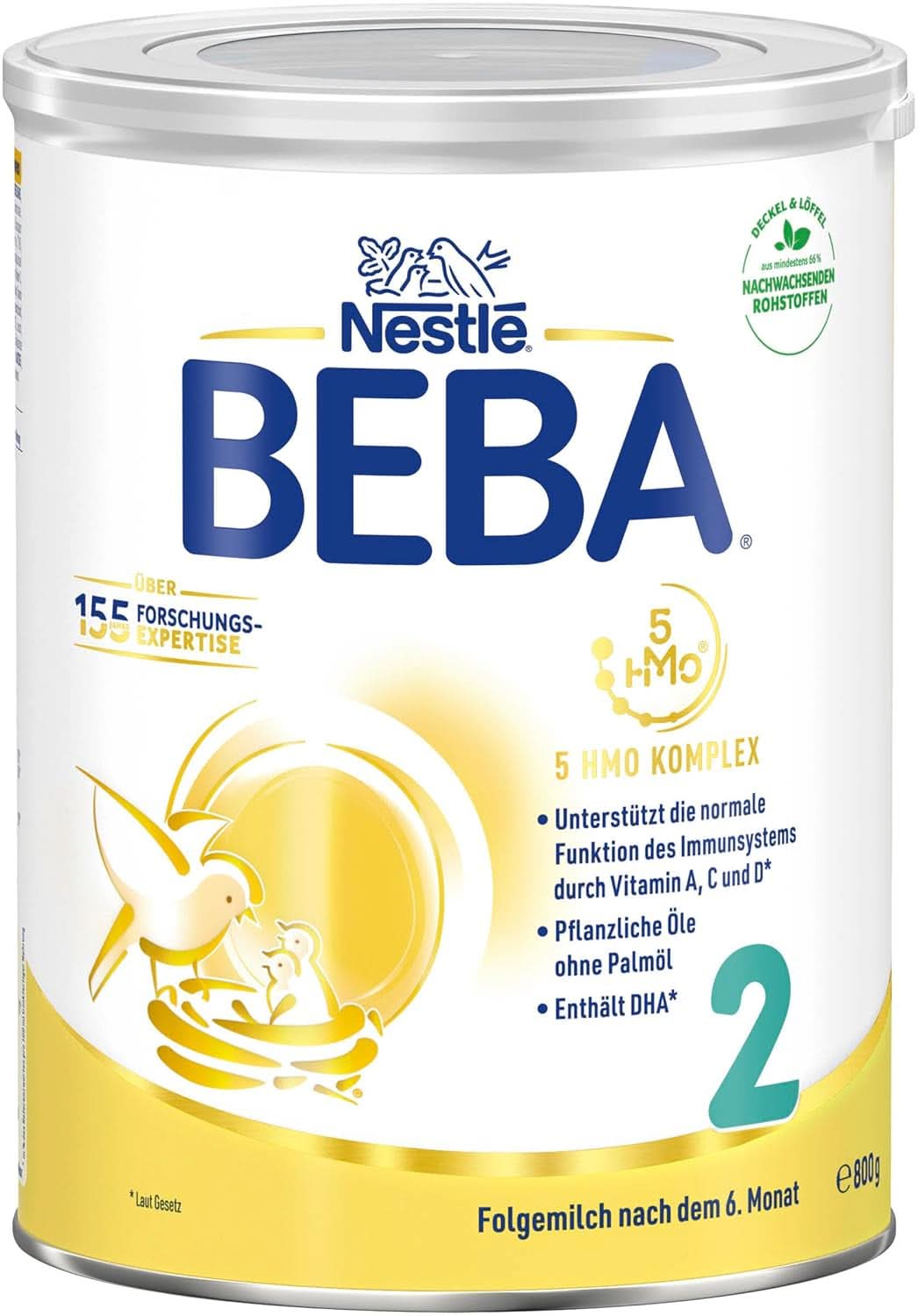 Nestle BEBA 2 Follow-on milk powder after 6 months, with complex 5 HMO, lactose only, without palm oil, pack of 3 (3 X 800G) Mother and Child Naty Shop