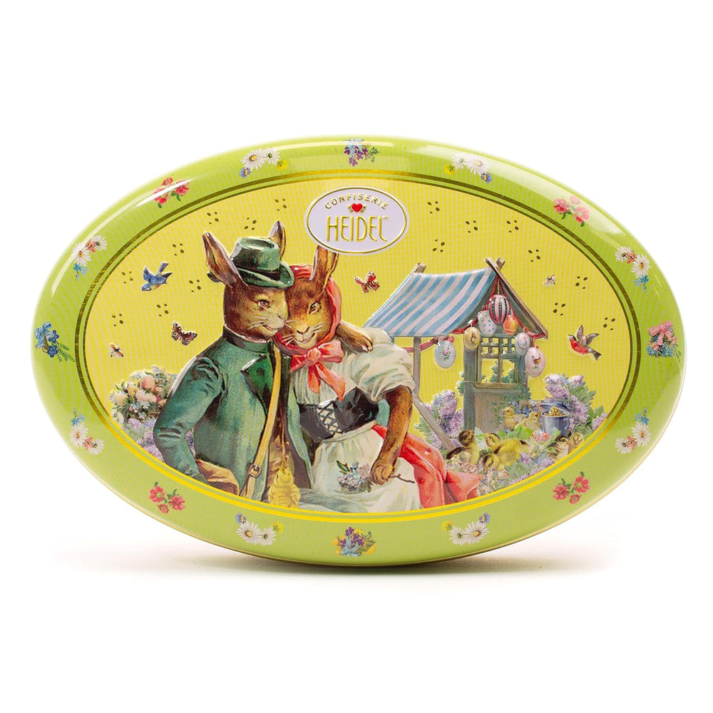 Heidel Easter card gift box 183g, premium milk chocolate praline with decorative metal box, ideal as an Easter gift