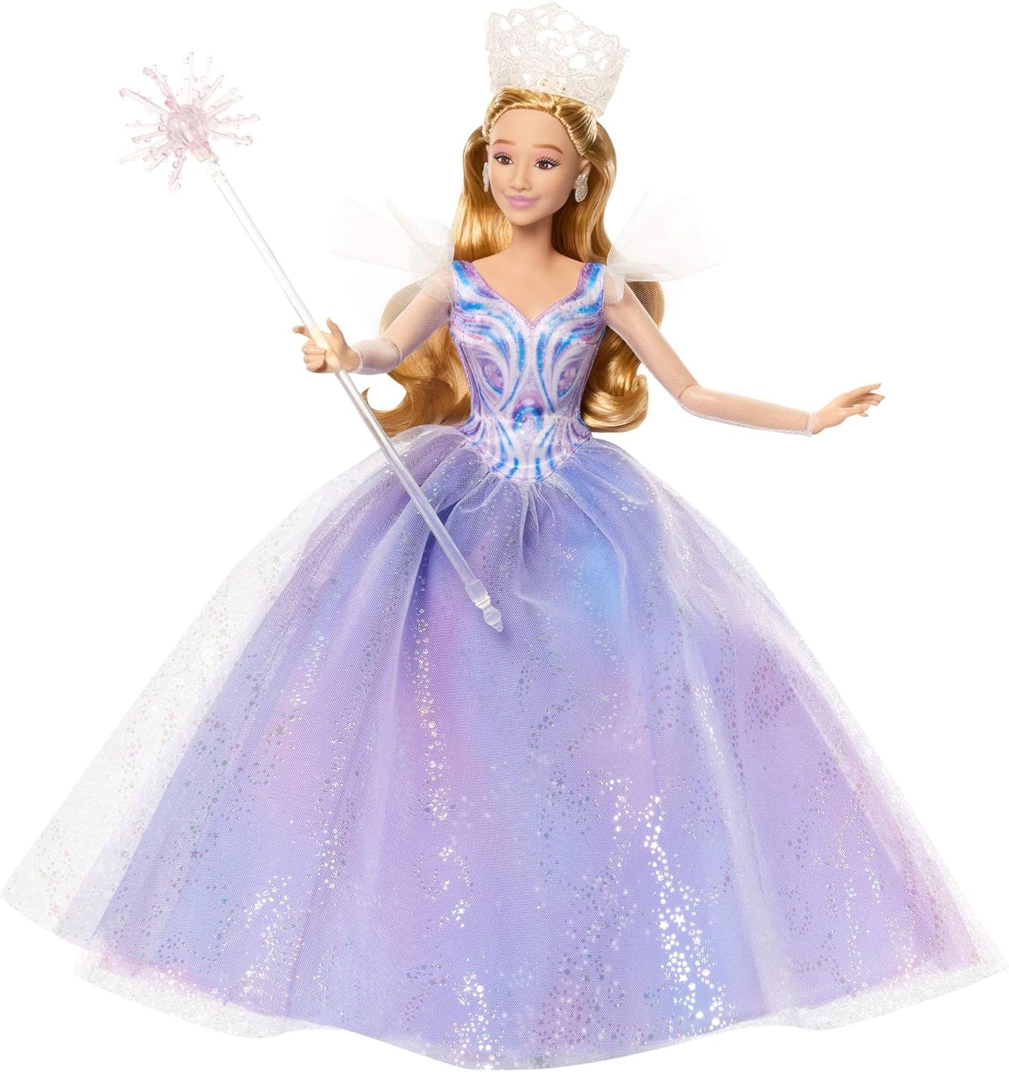 Mattel Wicked: Partea a 2-a de Universal Pictures Păpușă Glinda Deluxe cu ținută detașabilă și 3 accesorii, inspirată din film, JFM13, [Multicoloră]