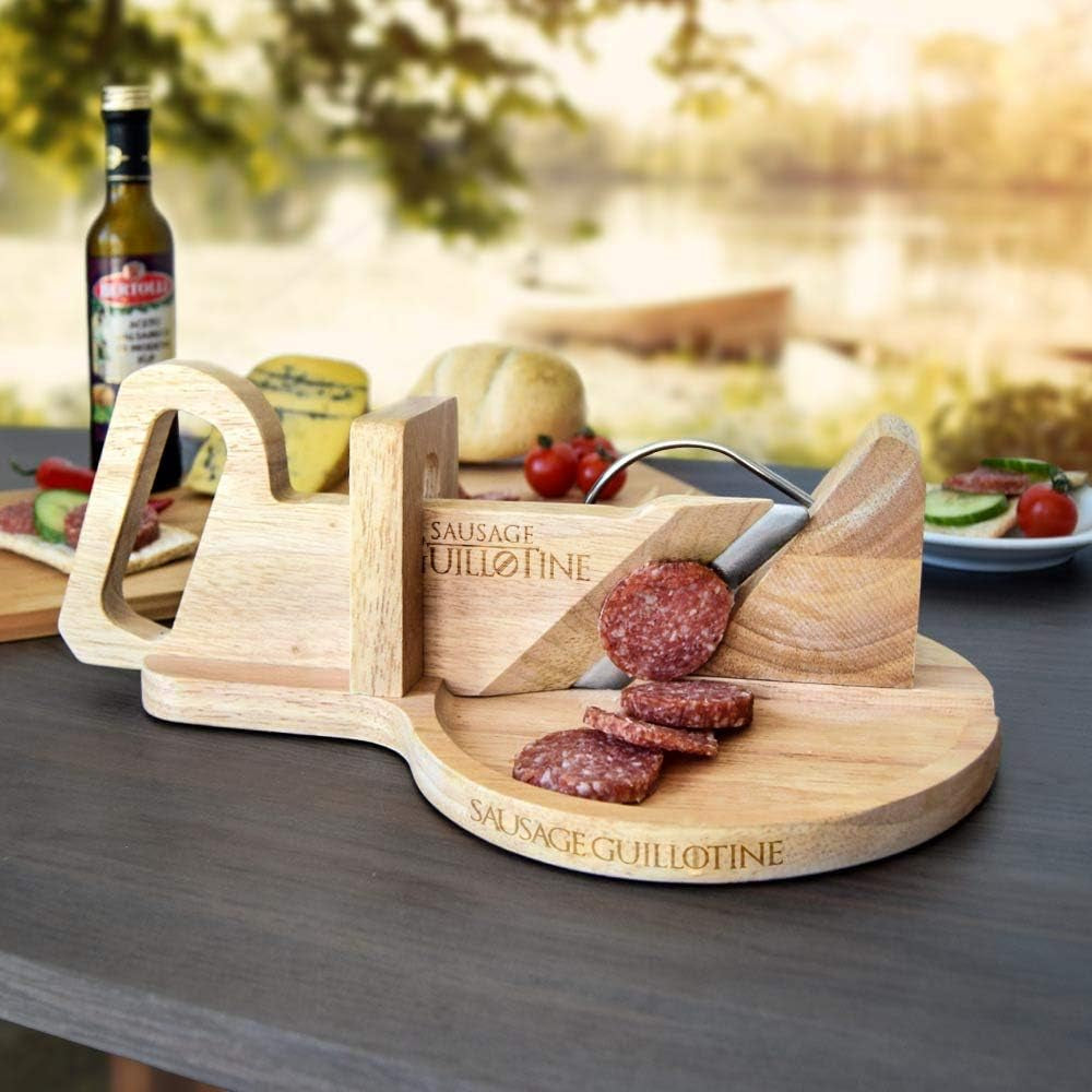 Tăietor de cârnați tradițional - Ghilotină de cârnați - 30 X 19 X 12 Cm - Lemn masiv Rasnite si Feliatoare Naty Shop