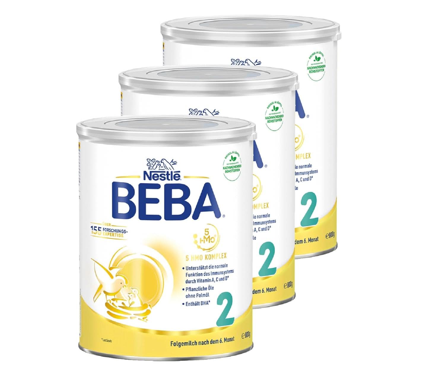 Nestle BEBA 2 Follow-on milk powder after the 6th month, with complex 5 HMO, only lactose, without palm oil, pack of 3 (3 X 800G) Mother and Child Naty Shop After the 6th month 3 x 800 grams