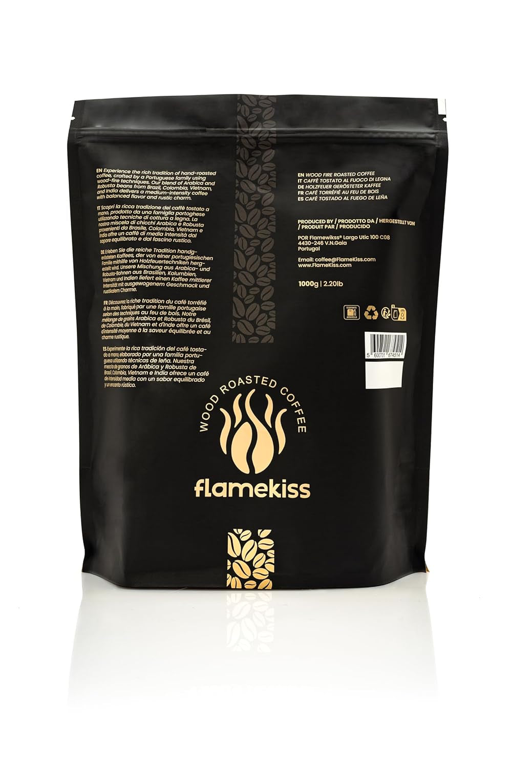 Boabe de cafea 1 kg – Boabe de espresso Arabica și Robusta de înaltă calitate, prăjite manual la foc de lemne, pentru o experiență bogată și aromatică a cafelei din boabe întregi