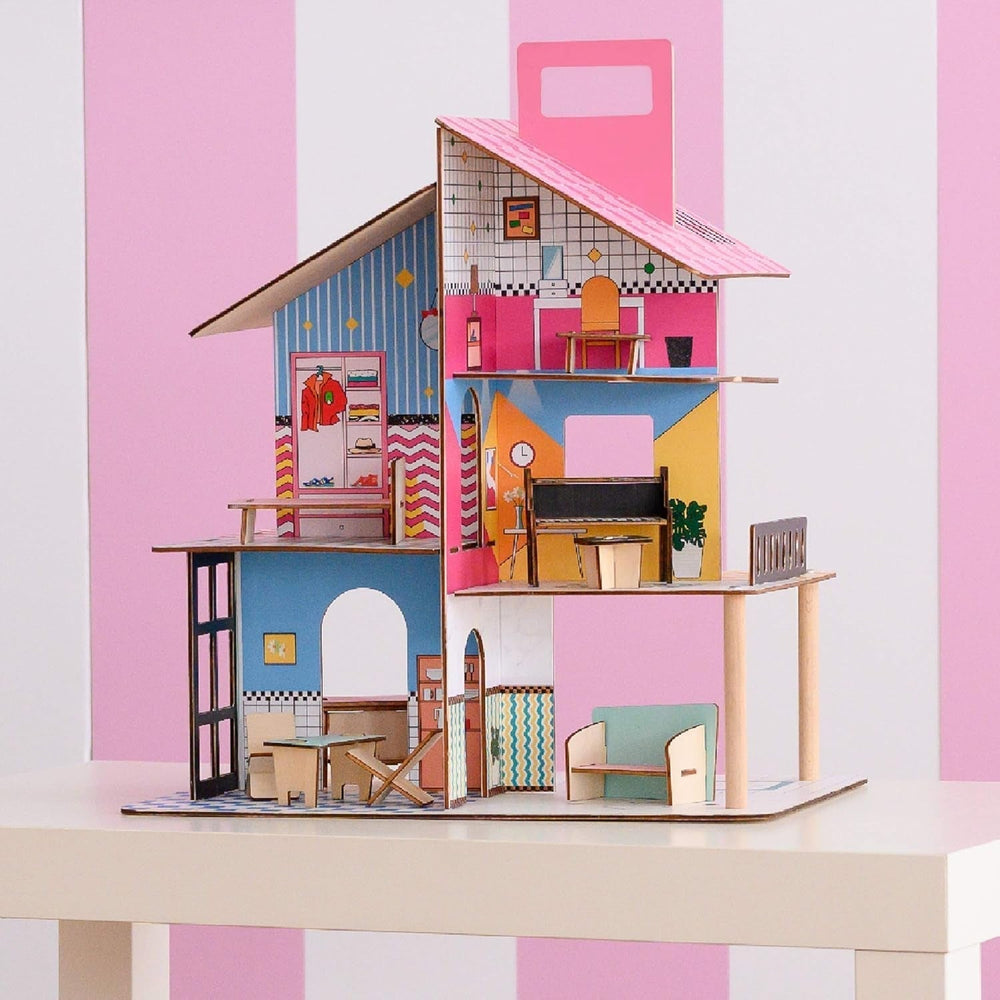 Olivia'S Little World 360 Wooden Dollhouse for Kids 3.5" Dolls and 12 Accessories Multicolor TD-13260C Dollhouses Naty Shop