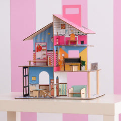 Olivia'S Little World 360 Wooden Dollhouse for Kids 3.5" Dolls and 12 Accessories Multicolor TD-13260C Dollhouses Naty Shop