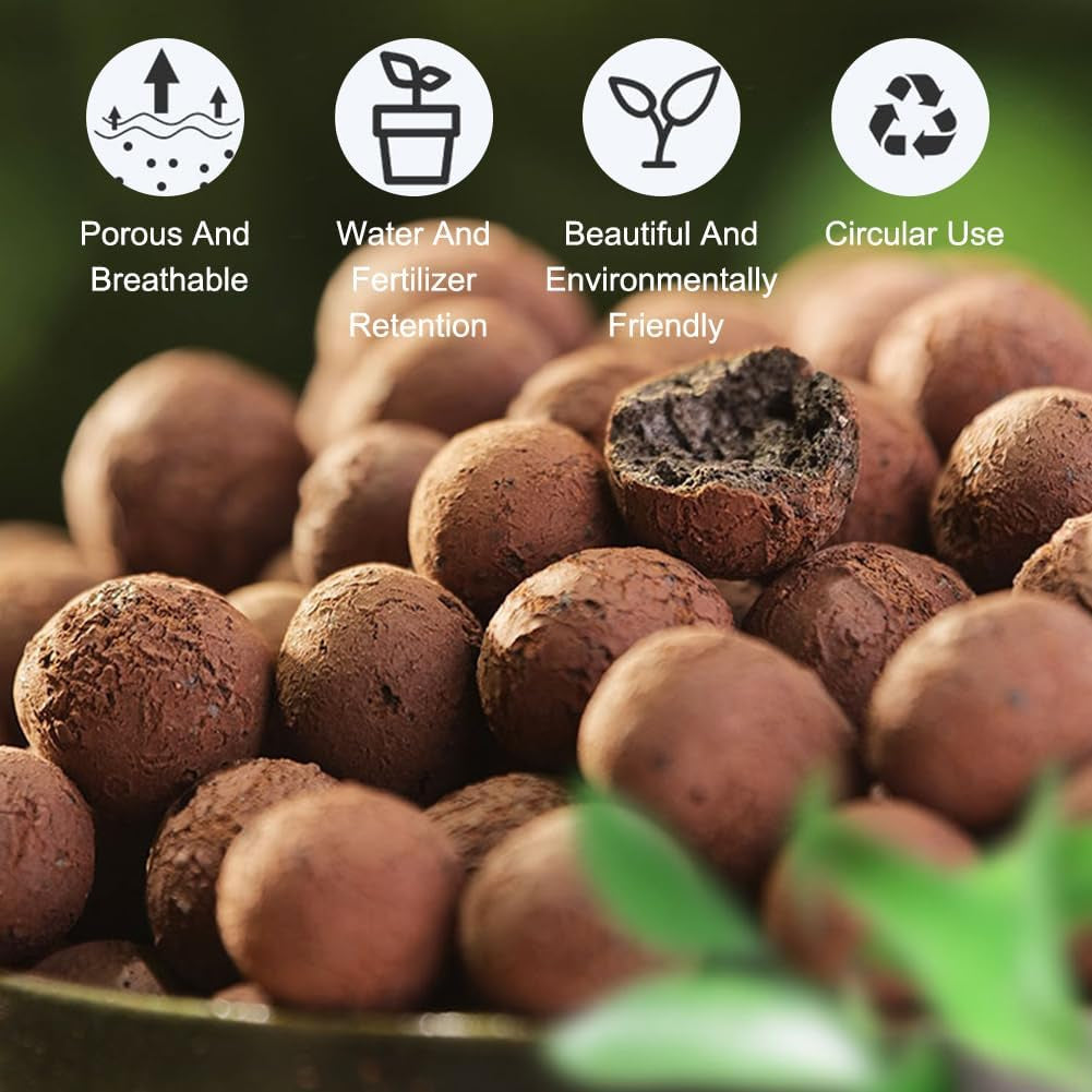 Coarse-Grained Clay Granules, Expanded Clay Granules, Plant Granules, Expanded Clay 1L Hydroponic Planting Substrate, 5-8mm Granulation Clay Granules