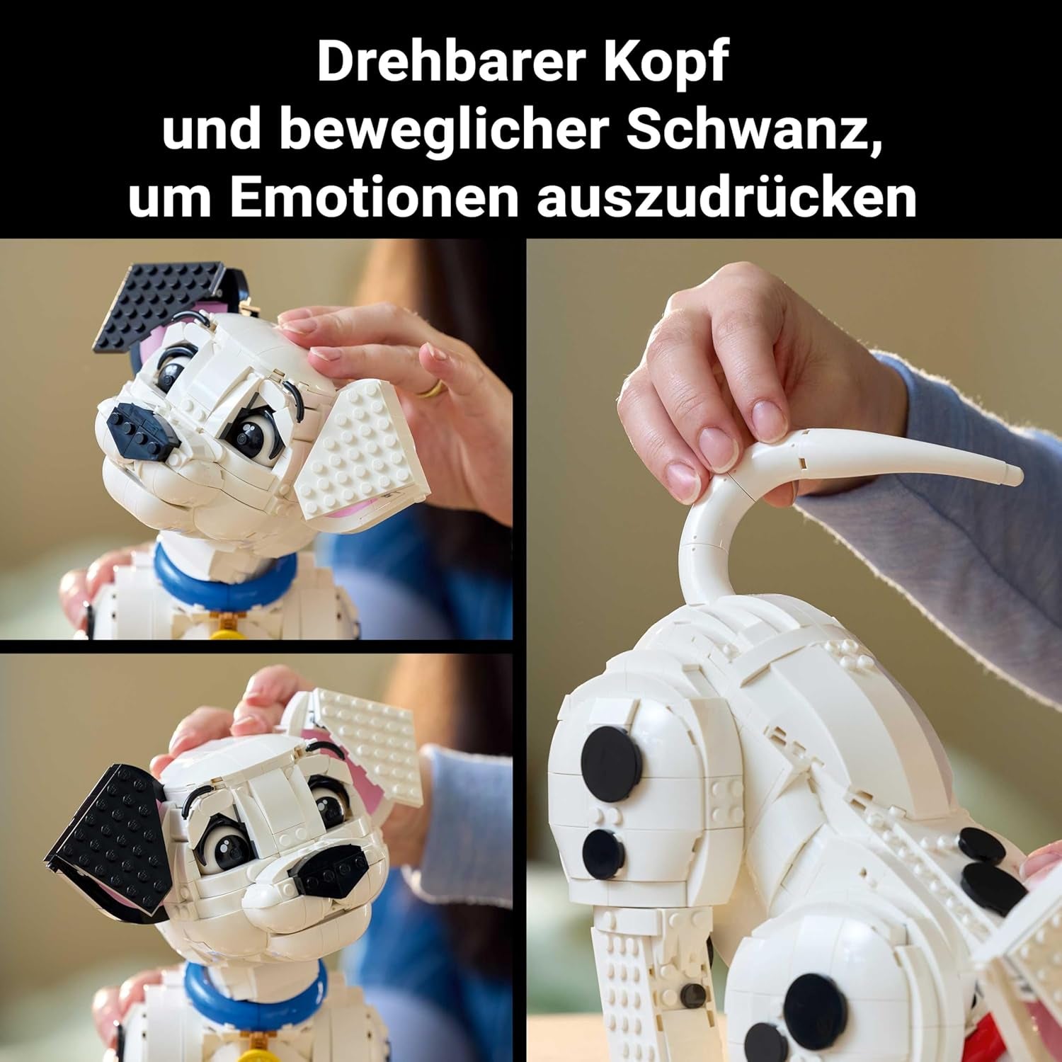 LEGO ǀ Disney Welpe aus 101 Dalmatiner - Individually gestaltbares Bauset für Erwachsene - Verwandelbar in 6 süße Hunde mit drehbarem Kopf und Schwanz - DIY Deko - Giftidee für Fans - 43269