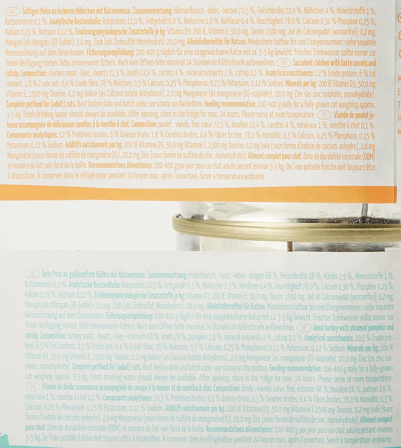 MjAMjAM - Hrană umedă premium pentru pisici - Monopack I - cu pui și curcan, pachet de 6 (6 x 200 g), fără cereale cu carne suplimentară