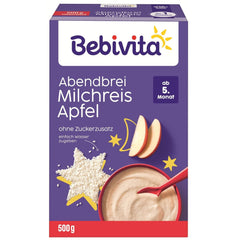 Rice pudding with apples and evening porridge (4x500g), milk porridge from 5 months, with valuable minerals and vitamins, no added sugar, very filling