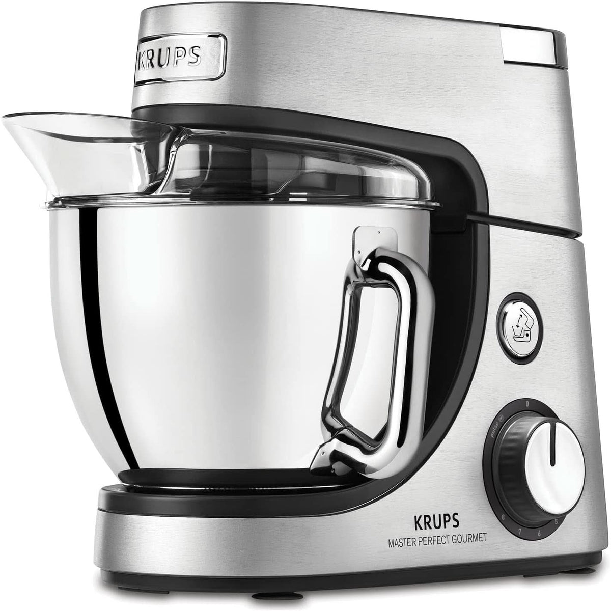 Robot de bucătărie Krups KA631D Master Perfect Gourmet | 1100 wați | 8 viteze | Bol din oțel inoxidabil de 4,6 litri | 5 accesorii: set de coacere, bol flexibil, unitate de mărunțire | oțel inoxidabil periat Mama si Copilul Naty Shop