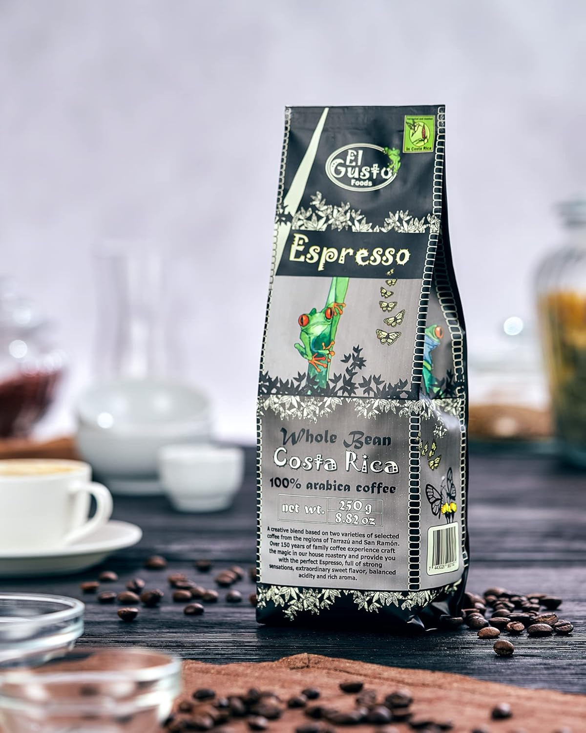 El Gusto Espresso Kaffee aus ganzen Bohnen aus Costa Rica, dunkel geröstet, kreative Mischung, 100% Arabica, frischer Gourmet-Kaffee 3er Pack