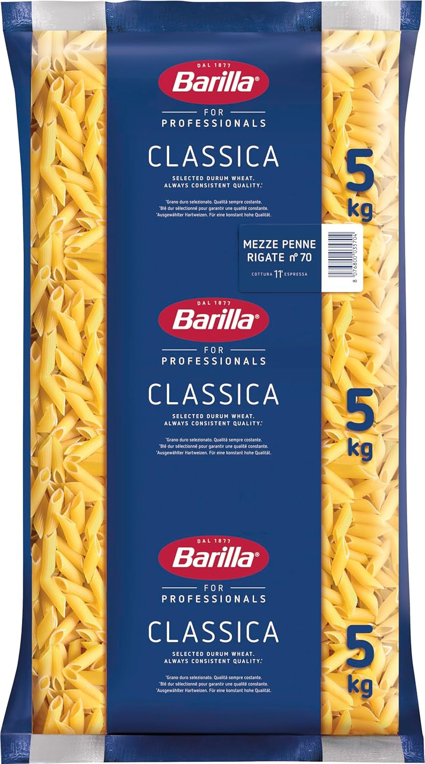Penne Rigate Barilla durum wheat pasta n. 73 – Pack of 1 (1x5kg)
