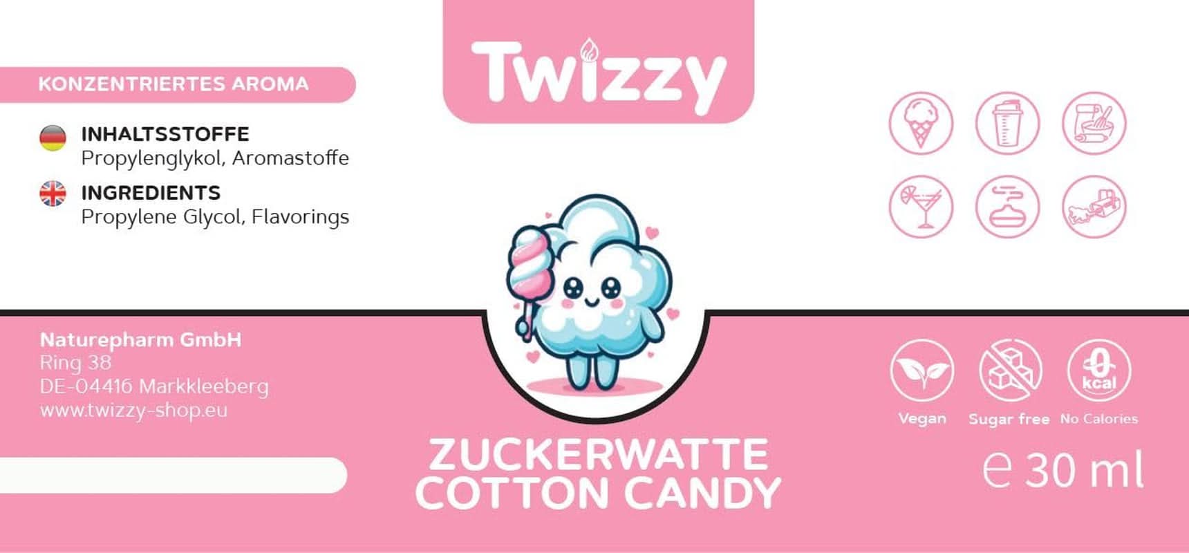 Twizzy Concentrated Cotton Candy Aroma, 30 ml Aromas Naty Shop