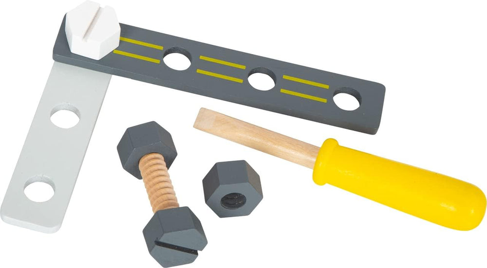 Small Foot Konstruktionsset Miniwob aus Holz, kreativer Bausatz mit Werkzeuge und Zubehör, ab 3 Jahren, 11810, Gray Yellow