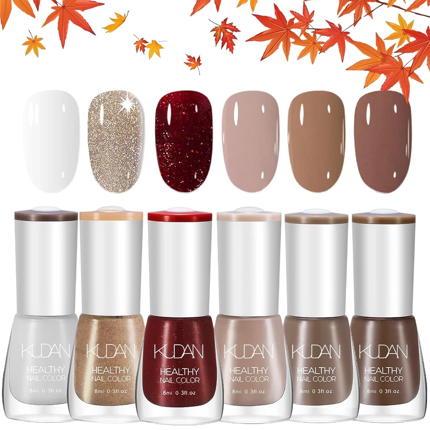 6 Piece Nail Polish Set - Quick Dry Long Lasting Bright Red Nail Polish - Non-Toxic Water Based Nail Polish for DIY Salons Manicure Gift (Colored A)