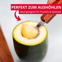 Westmark Baller cu două fețe Woody – Formator mic de bile pentru pepene, kiwi, alte fructe și legume, precum și înghețată, cremă de brânză sau unt – Oțel inoxidabil, lemn