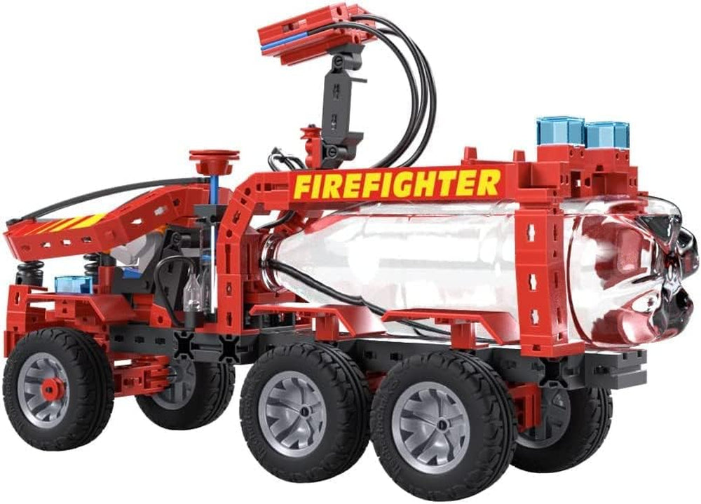 fischertechnik 564069 Advanced Firefighter – Bausatz für Kinder ab 7 Jahre, Experimentierbaukasten mit Feuerwehrauto & Spritzfunktion, promotes technical understanding, Schwarz, Mittel