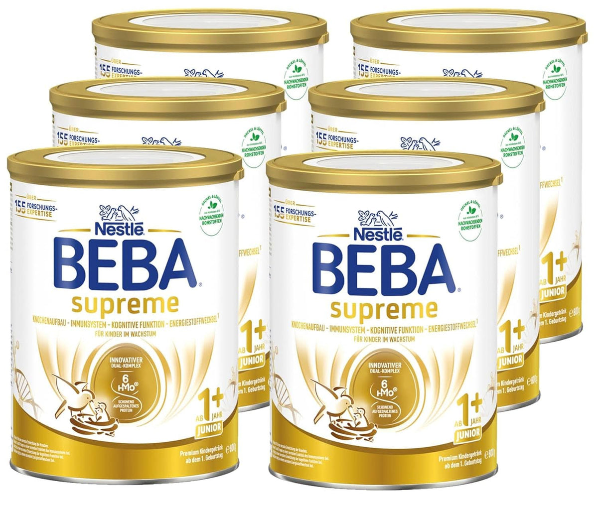 Children's drink BEBA SUPREME Junior 1+ from 1 years, food for children with 6 HMO complex, only lactose, without palm oil, pack 6 (6 x 800 g) Mother and Child Naty Shop