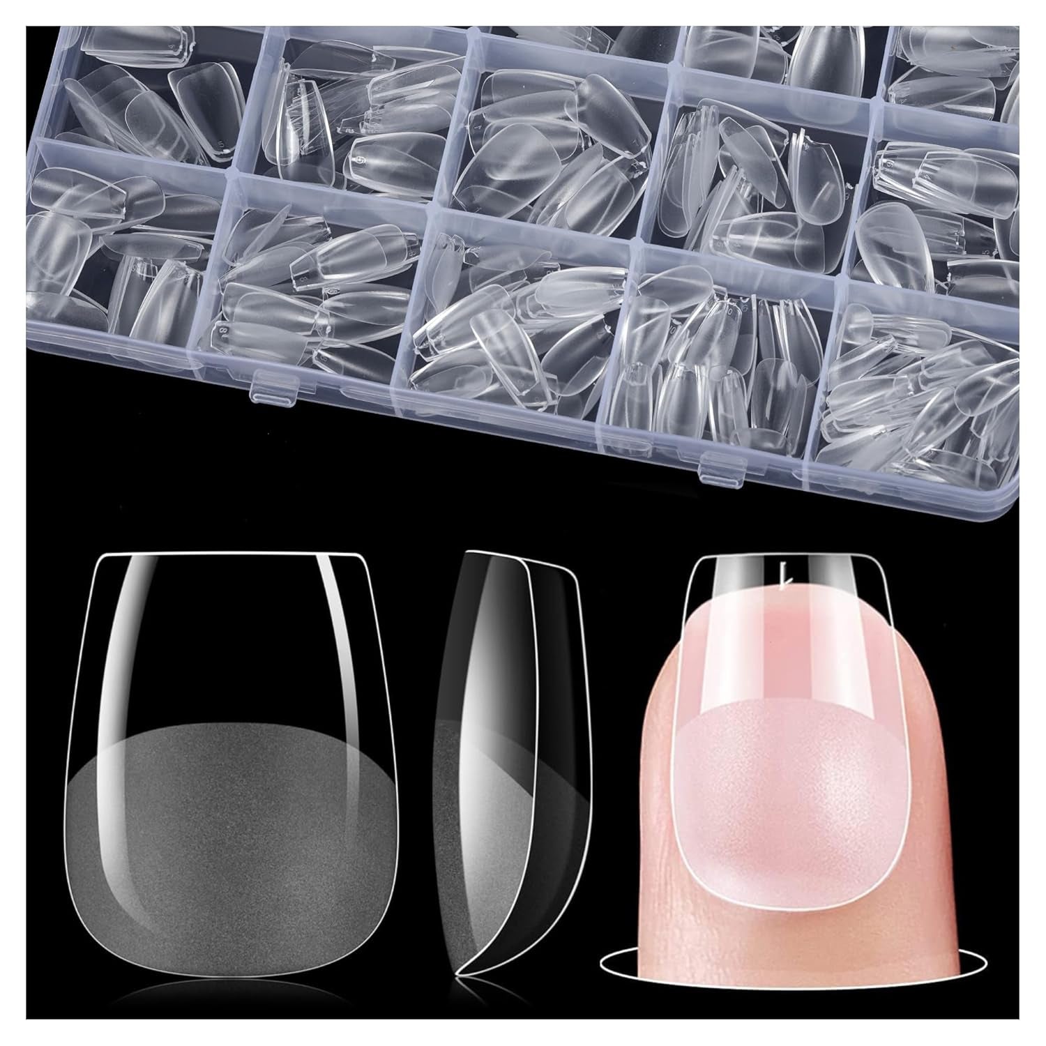 Gelike Ec Scurte Unghii Migdalate – Unghii Moi cu Acoperire Completă, Unghii Artificiale Pre-Lustruite pentru Extensii de Unghii, Studio de Unghii pentru Acasă, Salon DIY, 120 Bucăți, 12 Mărimi